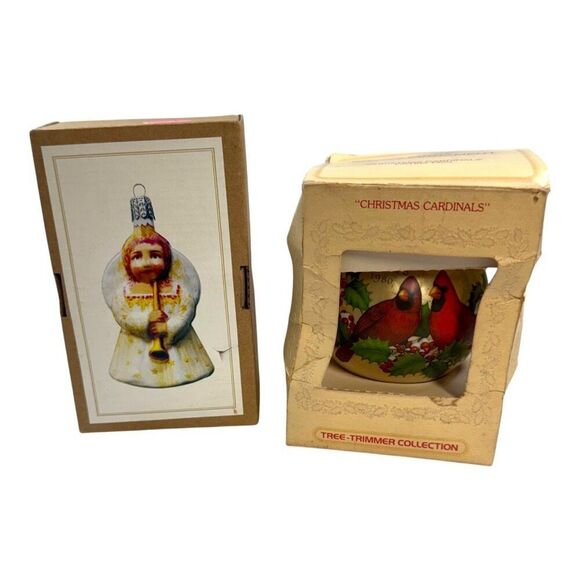 Vtg Thomas Pacconi Christmas Ornament Set 1980 Classics Angels Cardinals Glass - Picture 1 of 5